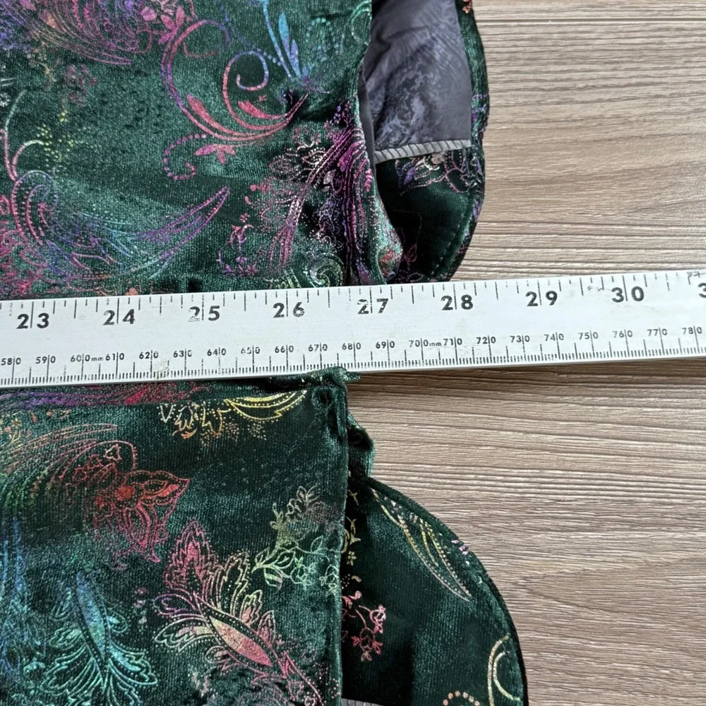 Mage Male Blazer Mens Small Green Multi Velvet Holographic Paisley Dinner Jacket